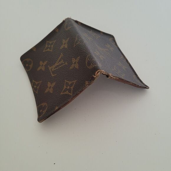 Louis Vuitton LV Brown Folding Monogram Leather Card ID Wallet Small Authentic - Picture 7 of 11